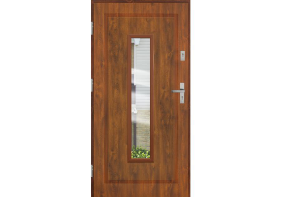 Zdjęcie: Drzwi zewnętrzne stalowo-drewniane Disting Mario 09 Dąb złoty 80 cm lewe KR CENTER