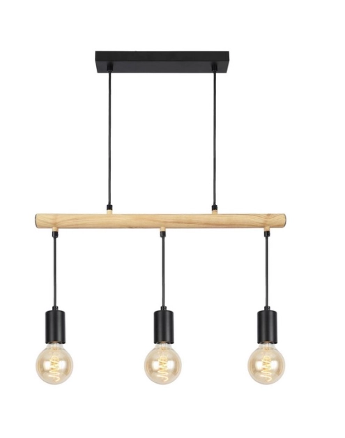 Zdjęcie: Lampa wisząca czarna, drewno 3x60W Izzy CANDELLUX