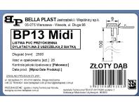Zdjęcie: Listwa PVC BP13 Midi L250 9/3 złoty dąb, z siatką i z uszczelką BELLA PLAST