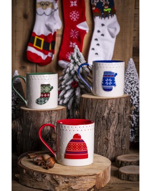 Zdjęcie: Zestaw kubek świąteczny 500 ml czerwony ze skarpetkami ALTOM DESIGN