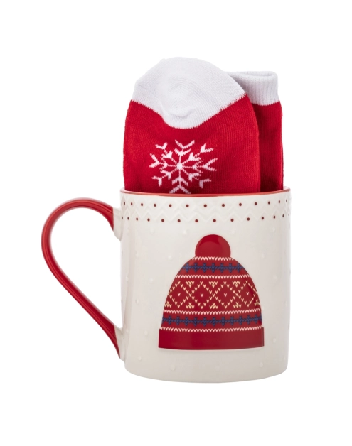 Zdjęcie: Zestaw kubek świąteczny 500 ml czerwony ze skarpetkami ALTOM DESIGN