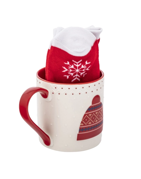 Zdjęcie: Zestaw kubek świąteczny 500 ml czerwony ze skarpetkami ALTOM DESIGN