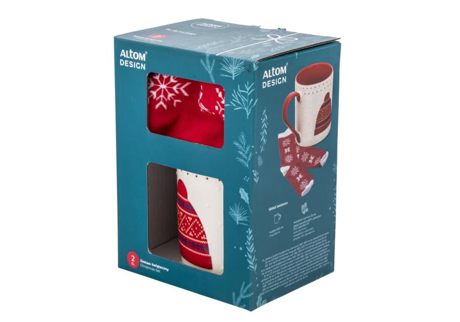 Zdjęcie: Zestaw kubek świąteczny 500 ml czerwony ze skarpetkami ALTOM DESIGN