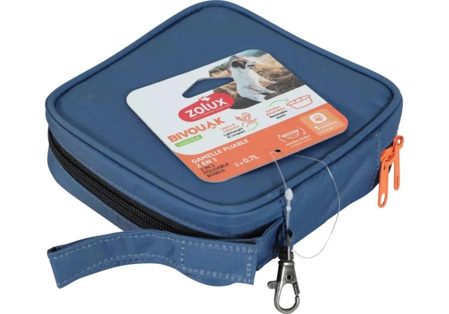 Zdjęcie: Składana miska 2w1 dla psa 2x700 ml niebieska ZOLUX