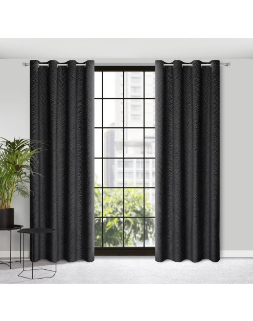 Zdjęcie: Zasłona gotowa Isla 140 x 250 cm czarny EUROFIRANY