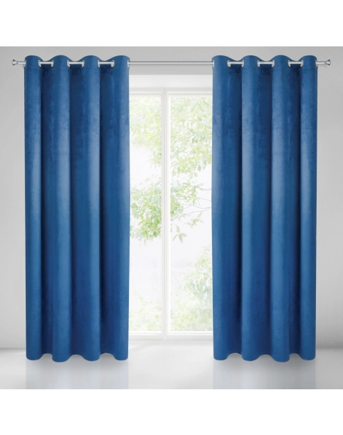 Zdjęcie: Zasłona Sarah 140x250 cm granatowa na przelotkach EUROFIRANY