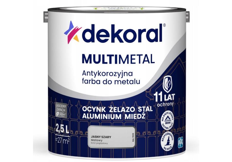 Zdjęcie: Farba do metalu Multimetal Antykorozyjna Jasny szary 2,5 L DEKORAL