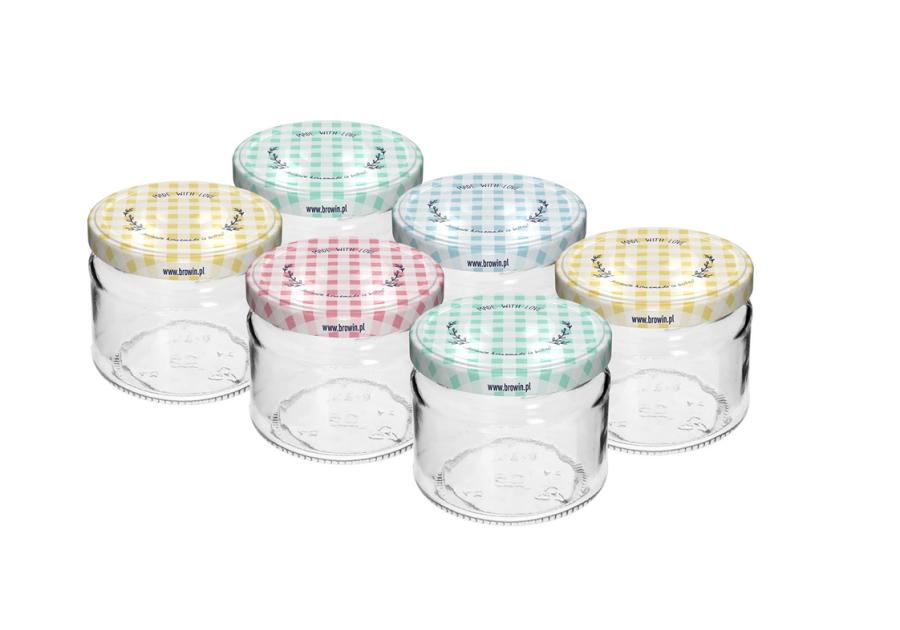Zdjęcie: Słoik kawiorowy 330 ml fi82/6 z zakrętką mix 6 szt. 132332 BROWIN