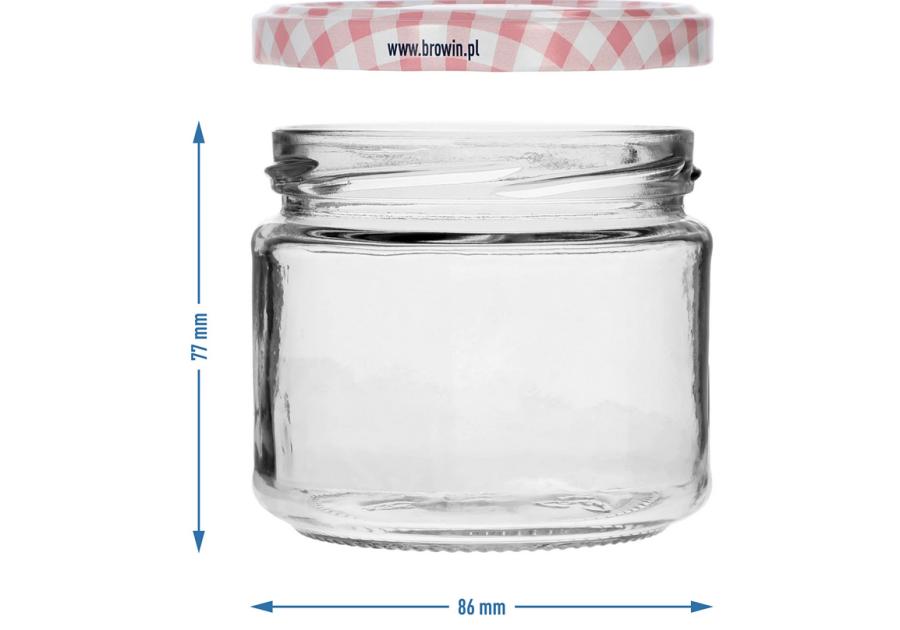 Zdjęcie: Słoik kawiorowy 330 ml fi82/6 z zakrętką mix 6 szt. 132332 BROWIN