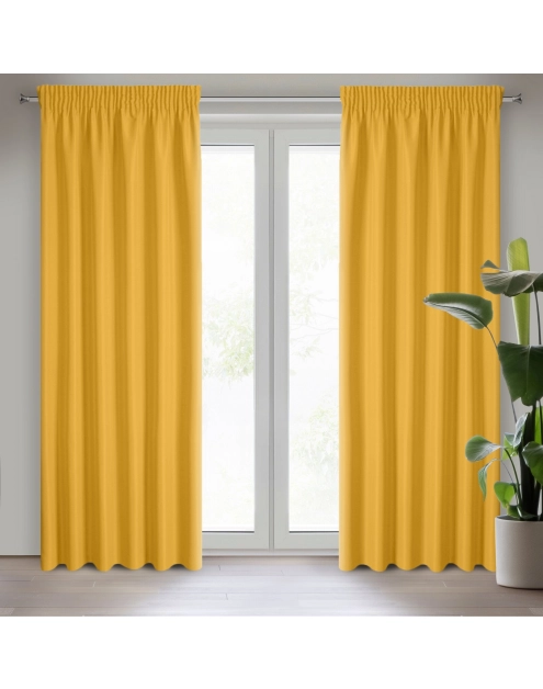 Zdjęcie: Zasłona gotowa Rita na taśmie 140x270 cm musztardowy EUROFIRANY