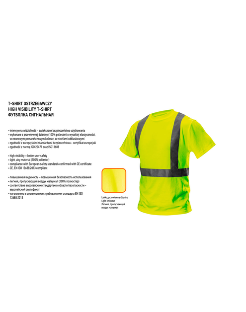 Zdjęcie: T-shirt ostrzegawczy, żółty, rozmiar S NEO
