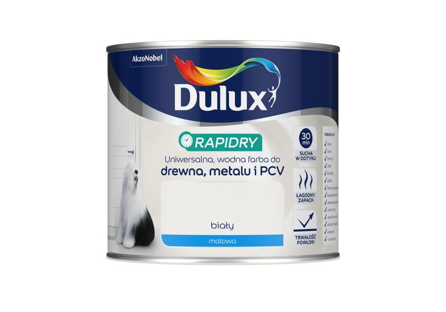 Zdjęcie: Farba do drewna, metalu, PCV Rapidry biały matt 0,4 L DULUX