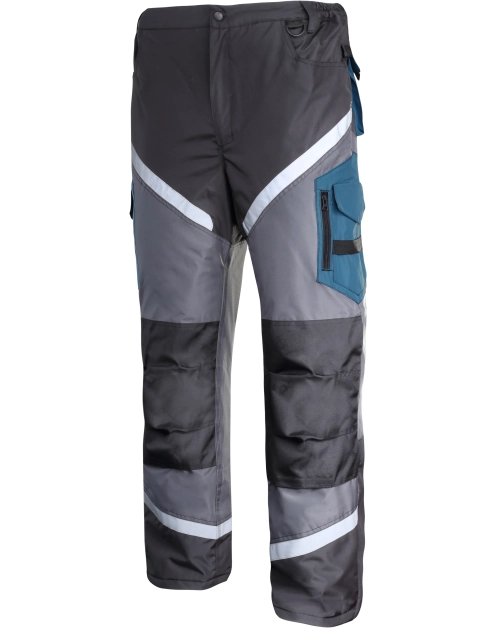 Zdjęcie: Spodnie ocieplane czarno-szaro-turkusowe z odblaskami, L, CE, LAHTI PRO