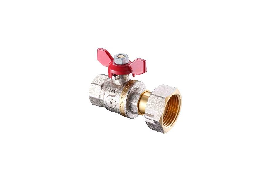 Zdjęcie: Zawór kulowy z ruchomą nakrętką w/w 3/4"x1" z motylkiem CALIDO