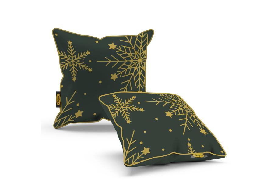 Zdjęcie: Poduszka welwetowa świąteczna 45x45 cm ciemnozielono-złota EUROFIRANY