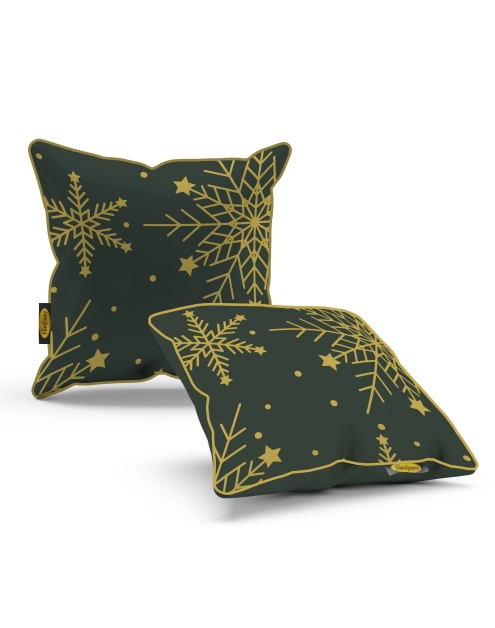 Zdjęcie: Poduszka welwetowa świąteczna 45x45 cm ciemnozielono-złota EUROFIRANY