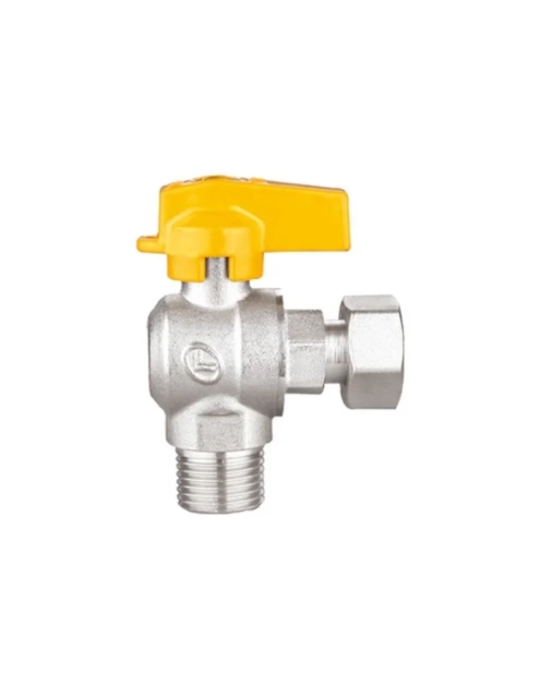 Zdjęcie: Zawór kulowy gazowy kątowy Z/W z ruchomą nakrętką 3/4" x 3/4" CALIDO-GAZ