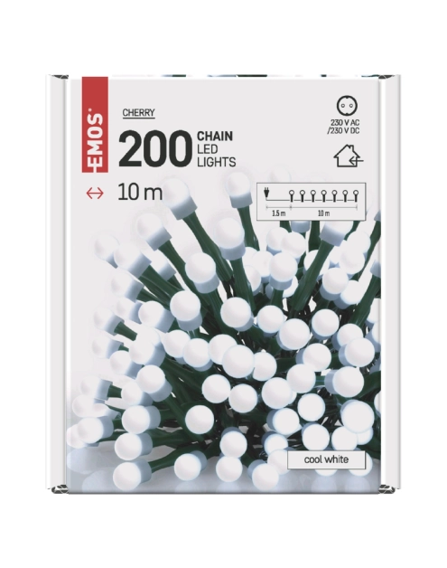 Zdjęcie: Lampki choinkowe 200 LED kulki 10 m IP20 CW EMOS