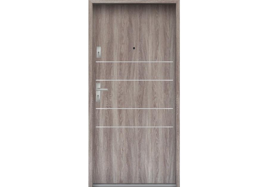 Zdjęcie: Drzwi wejściowe do mieszkań Bastion A-30 Dąb japoński 90 cm prawe OSPŁ KR CENTER