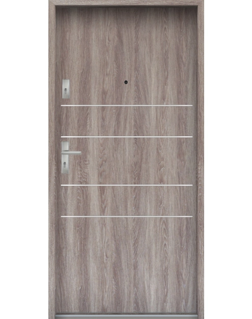 Zdjęcie: Drzwi wejściowe do mieszkań Bastion A-30 Dąb japoński 90 cm prawe OSPŁ KR CENTER