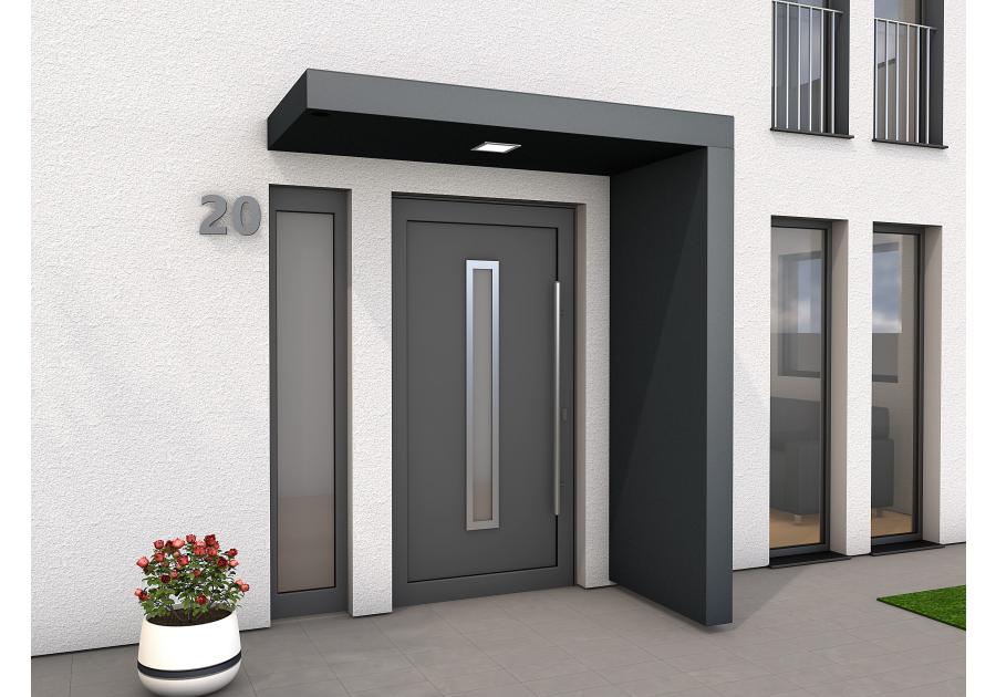 Zdjęcie: Daszek nad drzwi prostokątny 200x90x14,5 cm + ścianka prawa 14,5x90x220 cm antracyt GUTTA