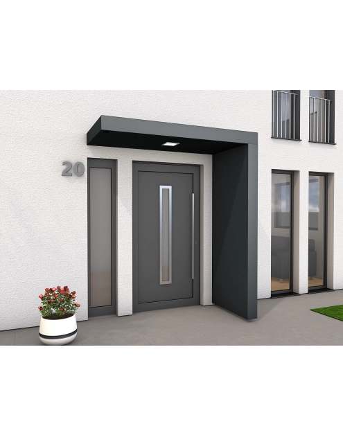 Zdjęcie: Daszek nad drzwi prostokątny 200x90x14,5 cm + ścianka prawa 14,5x90x220 cm antracyt GUTTA