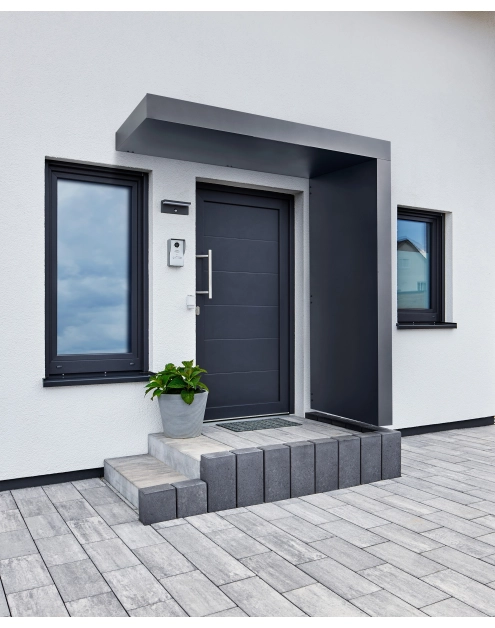 Zdjęcie: Daszek nad drzwi prostokątny 200x90x14,5 cm + ścianka prawa 14,5x90x220 cm antracyt GUTTA