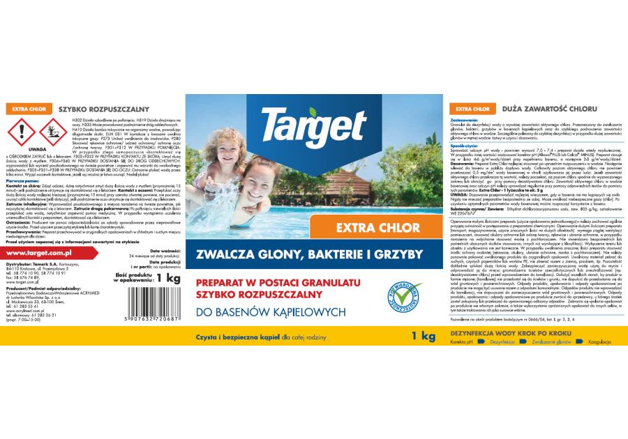 Zdjęcie: Granulki do dezynfekcji wody o wysokiej zawartości chloru Extrachlor 1 kg TARGET