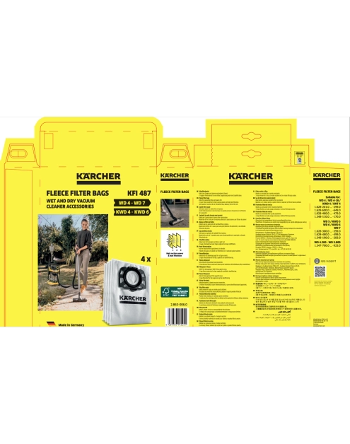 Zdjęcie: Torebki filtracyjne do odkurzacza WD 4 4 sztuki flizelinowe 2.863-006.0 KARCHER