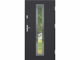Drzwi zewnętrzne stalowo-drewniane Disting Otello 03 Antracyt 90 cm prawe zamek listwowy KR CENTER
