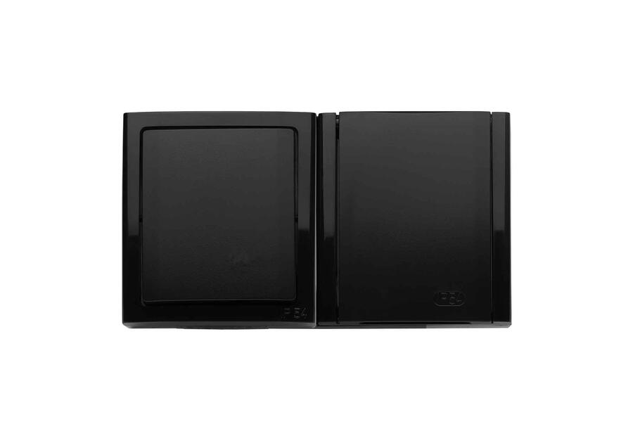 Zdjęcie: Łącznik pojedynczy Bravo + gniazdo pojedyncze natynkowy ZH-NŁ1GB czarny POLMARK