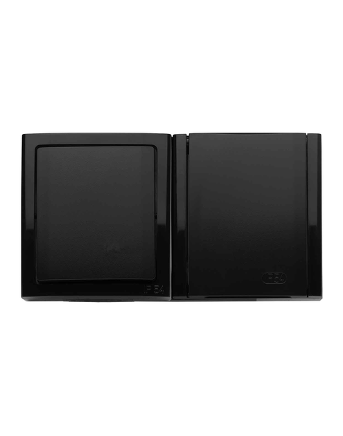 Zdjęcie: Łącznik pojedynczy Bravo + gniazdo pojedyncze natynkowy ZH-NŁ1GB czarny POLMARK