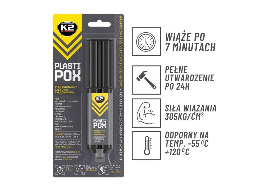 Zdjęcie: Klej dwuskładnikowy do plastiku profesjonalny Plastipox 25 g K2