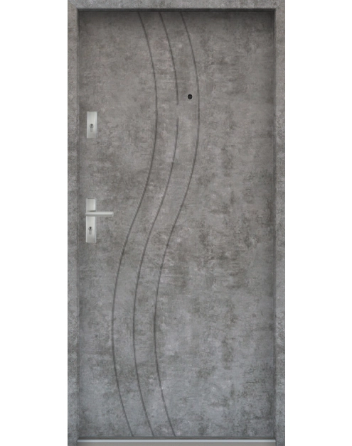 Zdjęcie: Drzwi wejściowe do mieszkań Bastion N-07 Beton srebrny 90 cm prawe ODR KR CENTER