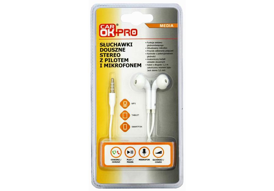Zdjęcie: Słuchawki douszne z mikrofonem CAR OK