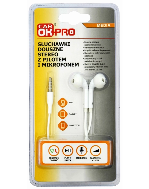 Zdjęcie: Słuchawki douszne z mikrofonem CAR OK