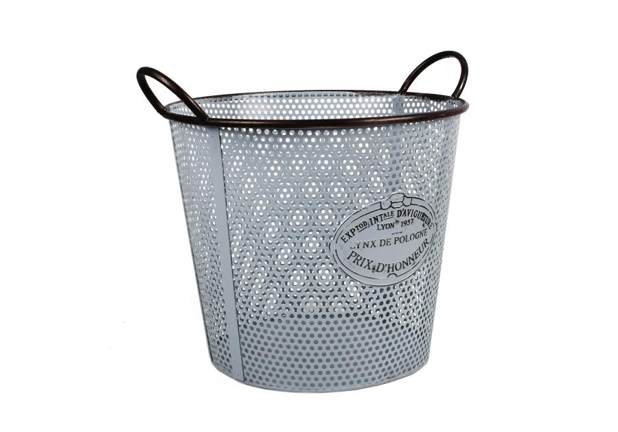 Zdjęcie: Koszyk z uchwytami okragły 33x33x28/33 cm szaroniebieski metalowy TIN TOURS