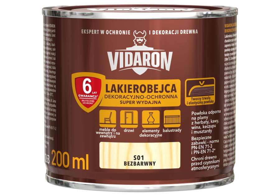 Zdjęcie: Lakierobejca SW S01 bezbarwny 0,2L VIDARON