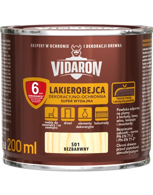 Zdjęcie: Lakierobejca SW S01 bezbarwny 0,2L VIDARON