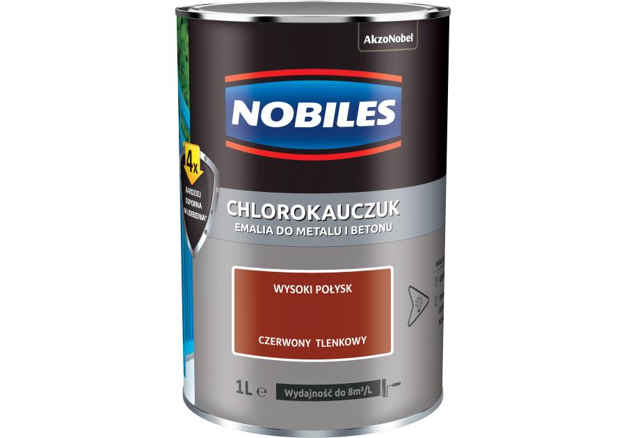 Zdjęcie: Farba emalia chlorokauczukowa 1 L czerwony tlenkowy NOBILES