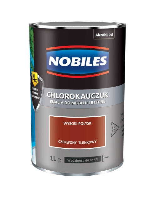 Zdjęcie: Farba emalia chlorokauczukowa 1 L czerwony tlenkowy NOBILES