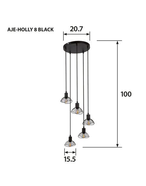 Zdjęcie: Lampa wisząca AJE-HOLLY 8 Black 5xE14 ACTION