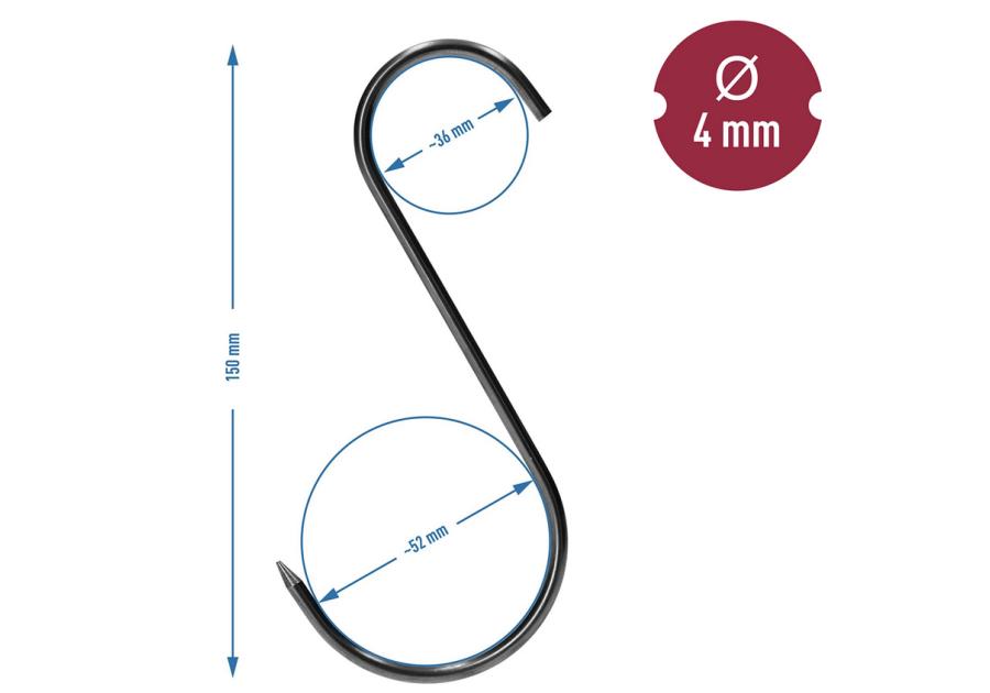 Zdjęcie: Haki do wędzarni - tradycyjne 4 mm x 150 mm 5 szt. 311204 BROWIN
