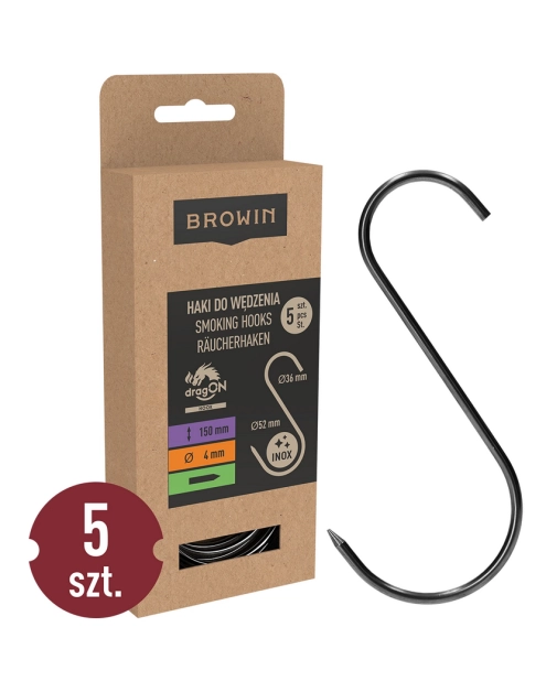 Zdjęcie: Haki do wędzarni - tradycyjne 4 mm x 150 mm 5 szt. 311204 BROWIN
