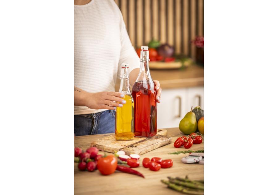 Zdjęcie: Butelka kwadratowa Spiżarnia Pani Domu z klipsem 1000 ml ALTOM DESIGN