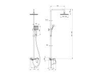 Zdjęcie: Deszczownia 1-funkcyjna z baterią mieszaczową Boro Piano Nero DEANTE