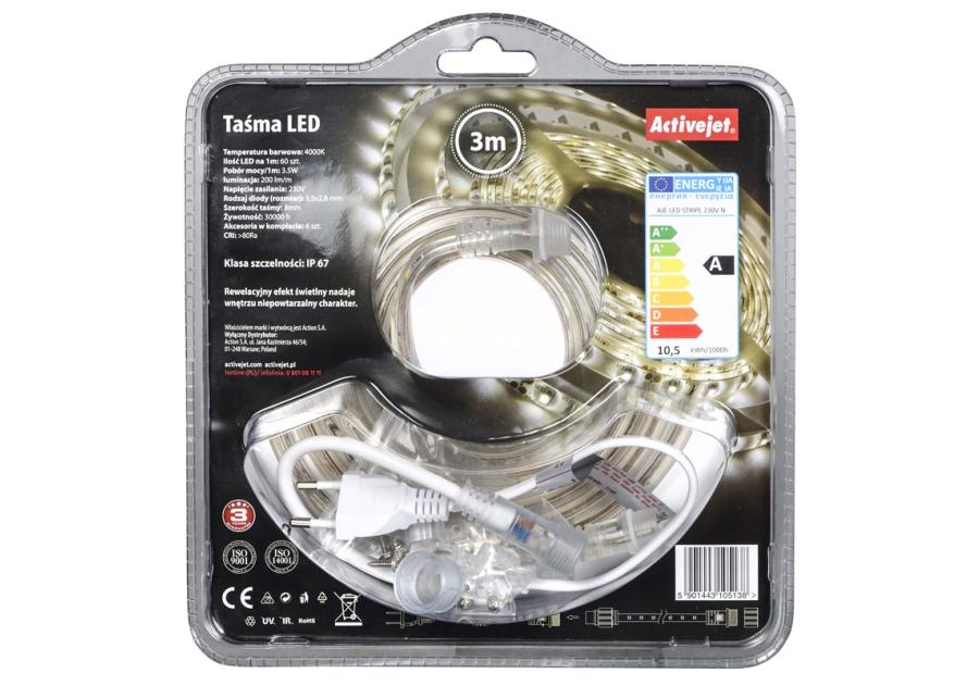 Zdjęcie: Taśma Led Aje-Led Stripe 230V-N 3 m barwa neutralna IP67 ACTIVEJET