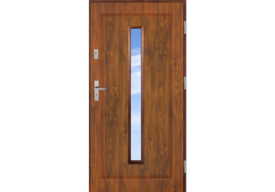 Zdjęcie: Drzwi zewnętrzne stalowo-drewniane Disting Mario 04 Dąb złoty 100 cm prawe KR CENTER