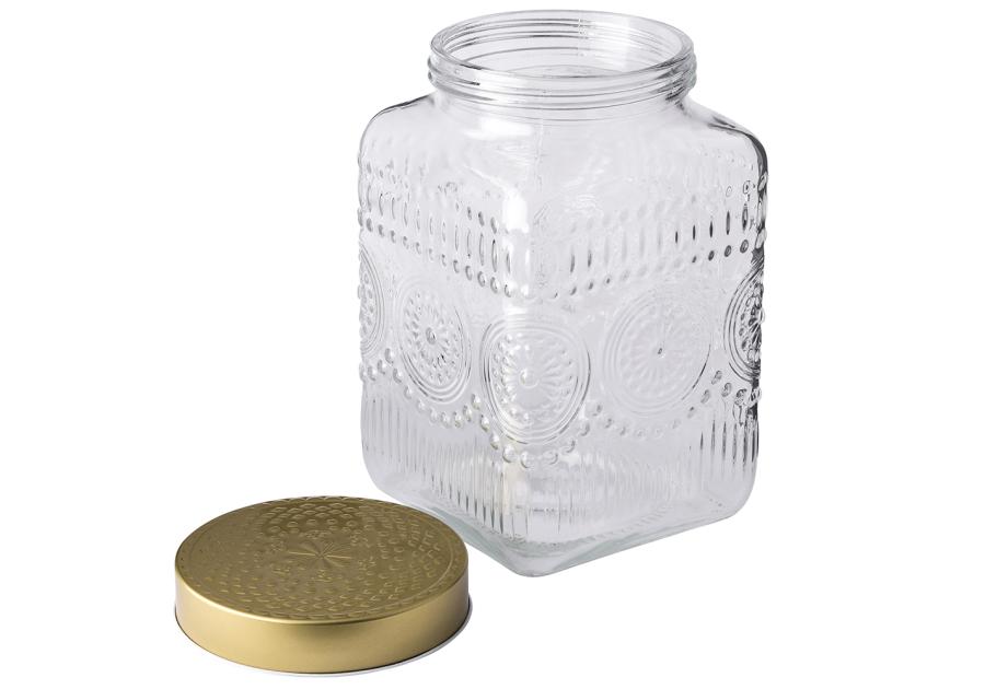 Zdjęcie: Pojemnik kwadratowy Daisy z pokrywką w kolorze złota 12,5x12,5x20 cm ALTOM DESIGN