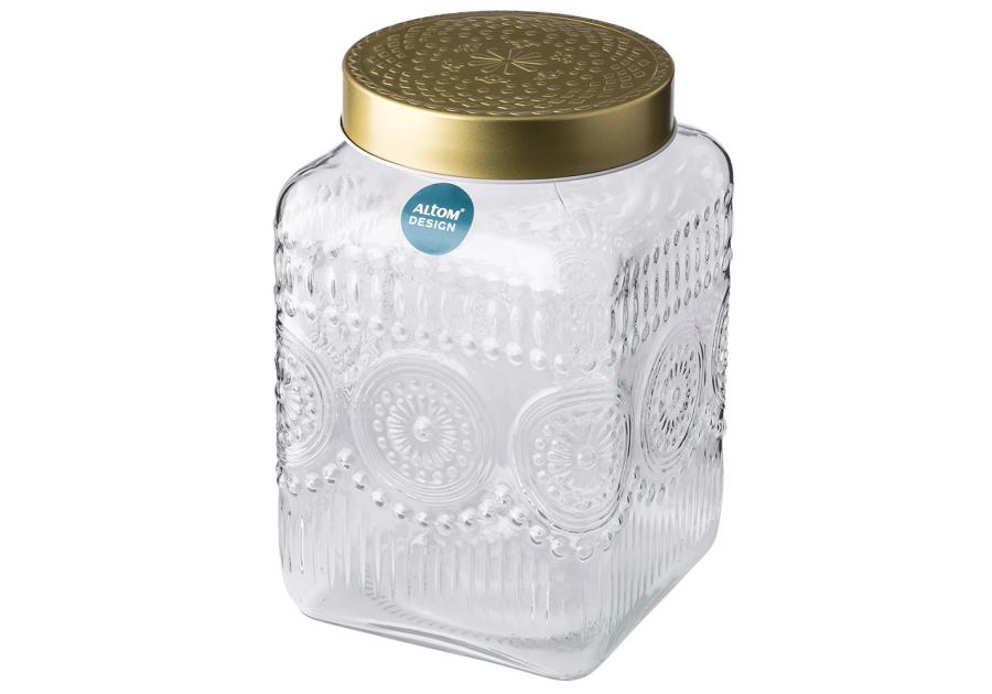 Zdjęcie: Pojemnik kwadratowy Daisy z pokrywką w kolorze złota 12,5x12,5x20 cm ALTOM DESIGN